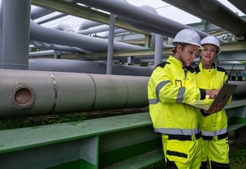 Engineers analyze data while working