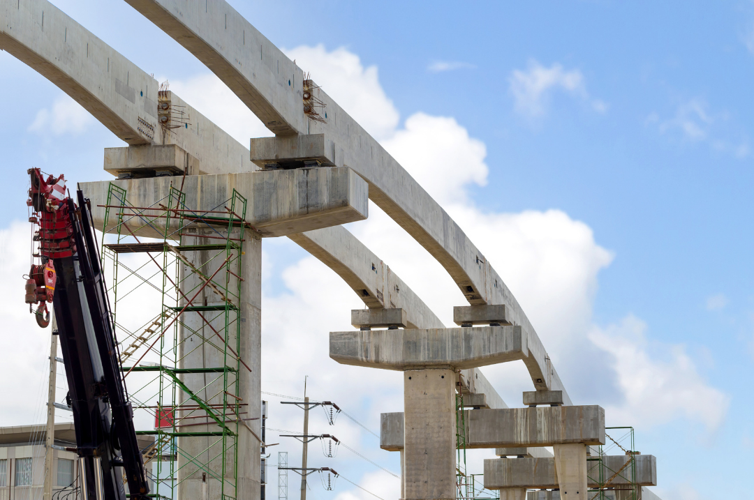 Roadway bridge overpass under construction